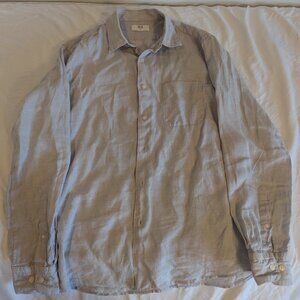 Uniqlo grey linen button down shirt
